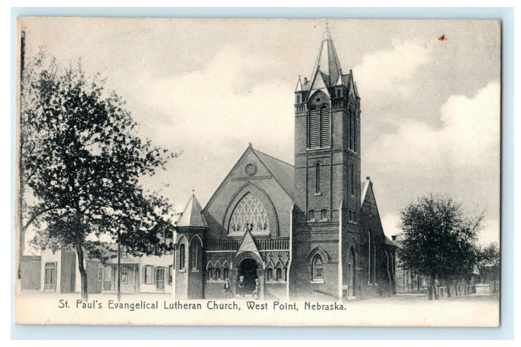 St. Paul's Evangelical Lutheran Church West Point Nebraska 1905 Antique Postcard