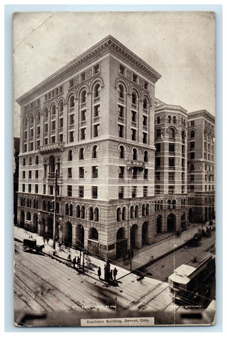 c1910's Equitable Building Trolley Street View Denver Colorado CO Postcard