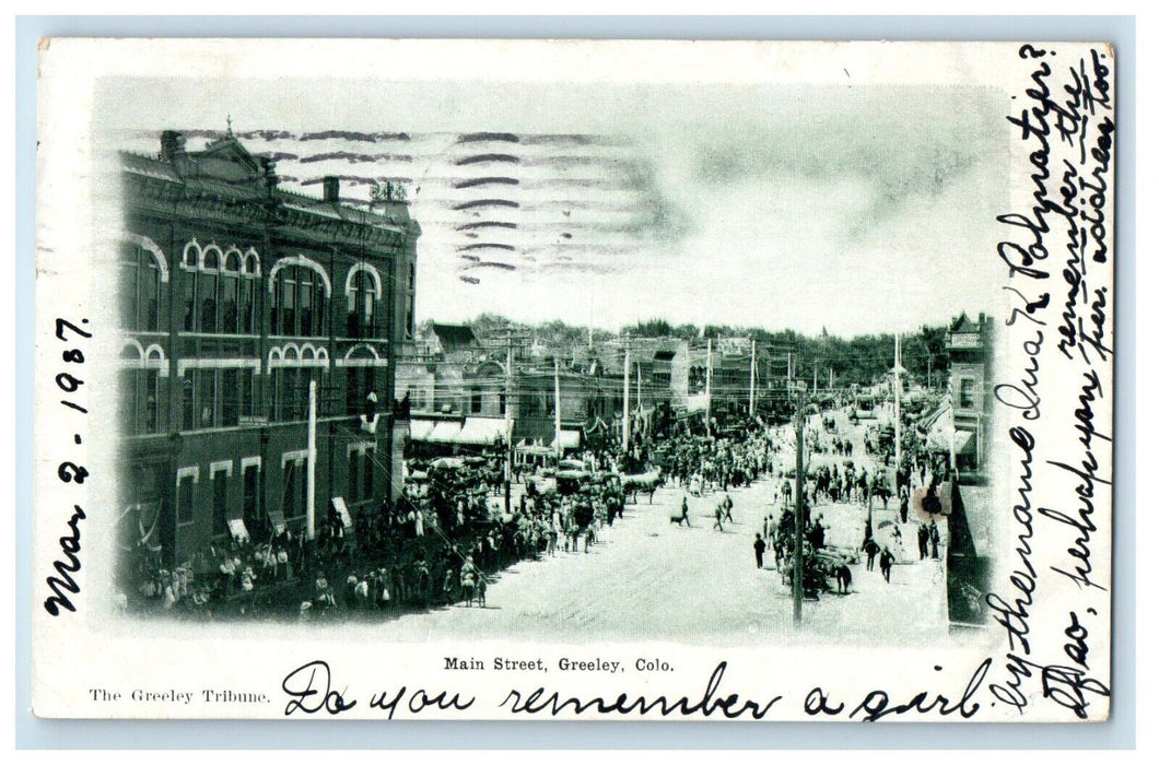 1907 View Of Main Street Greeley Colorado CO Posted Antique Postcard