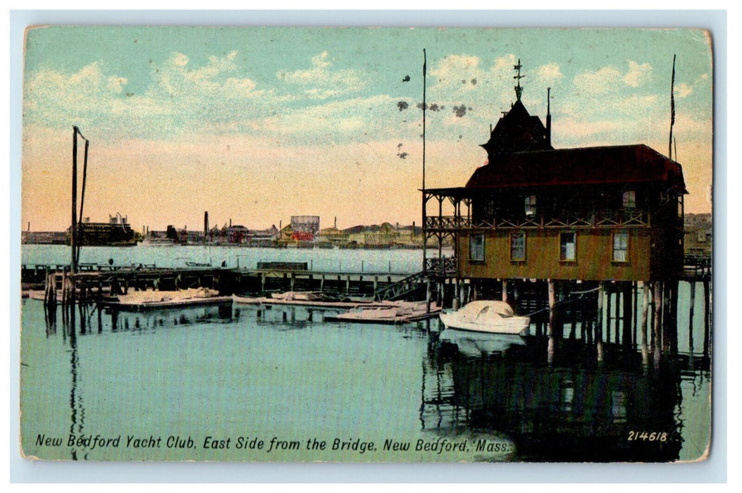 1916 New Bedford Yacht Club, New Bedford Massachusetts MA Posted Postcard