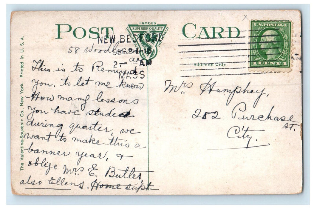 1916 New Bedford Yacht Club, New Bedford Massachusetts MA Posted Postcard