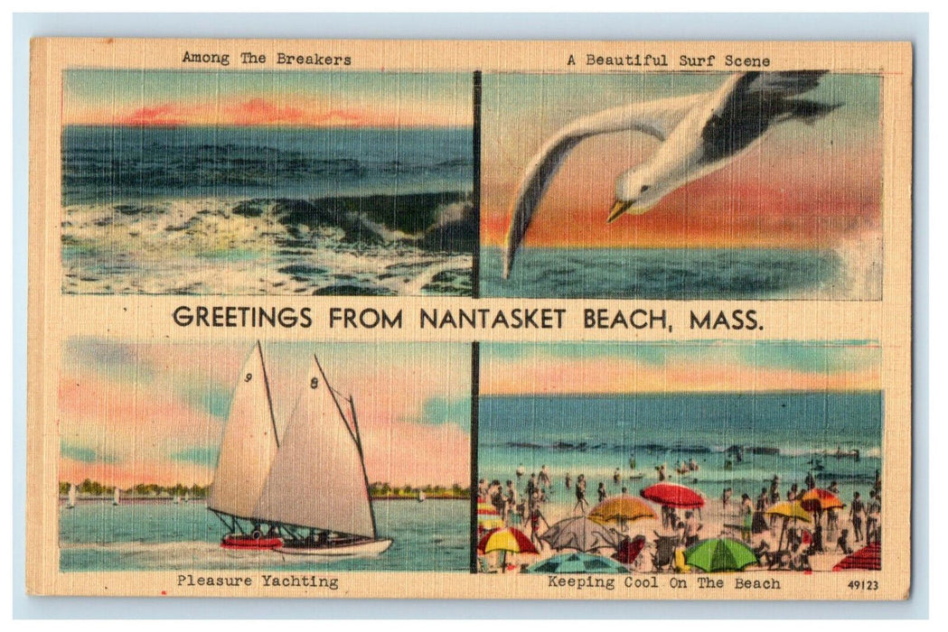 1947 Multiview Greetings From Nantasket Beach Massachusetts MA Antique Postcard