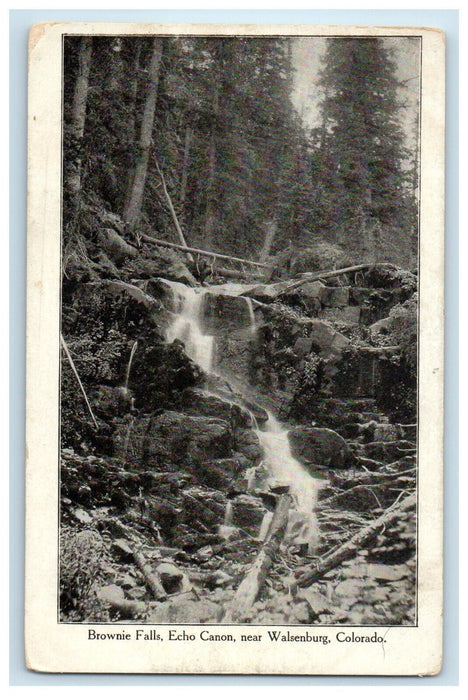 c1905 Brownie Falls Elcho Canon Near Walsenburg Colorado CO, Waterfalls Postcard