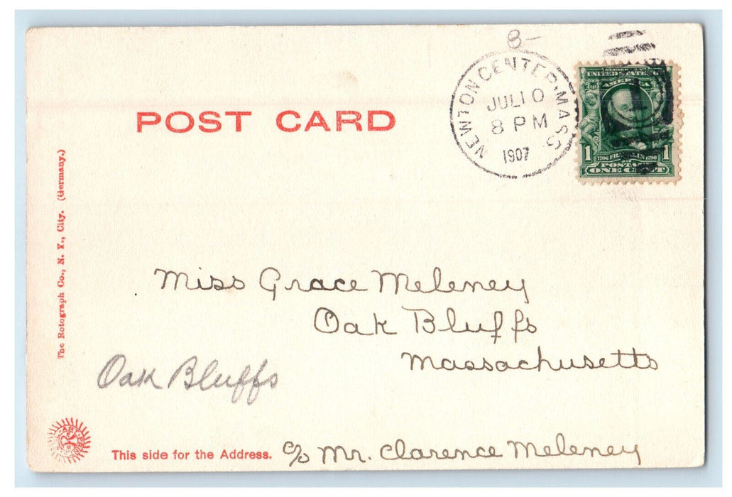 1907 First Congregational Church, Newton Centre, Massachusetts MA Postcard
