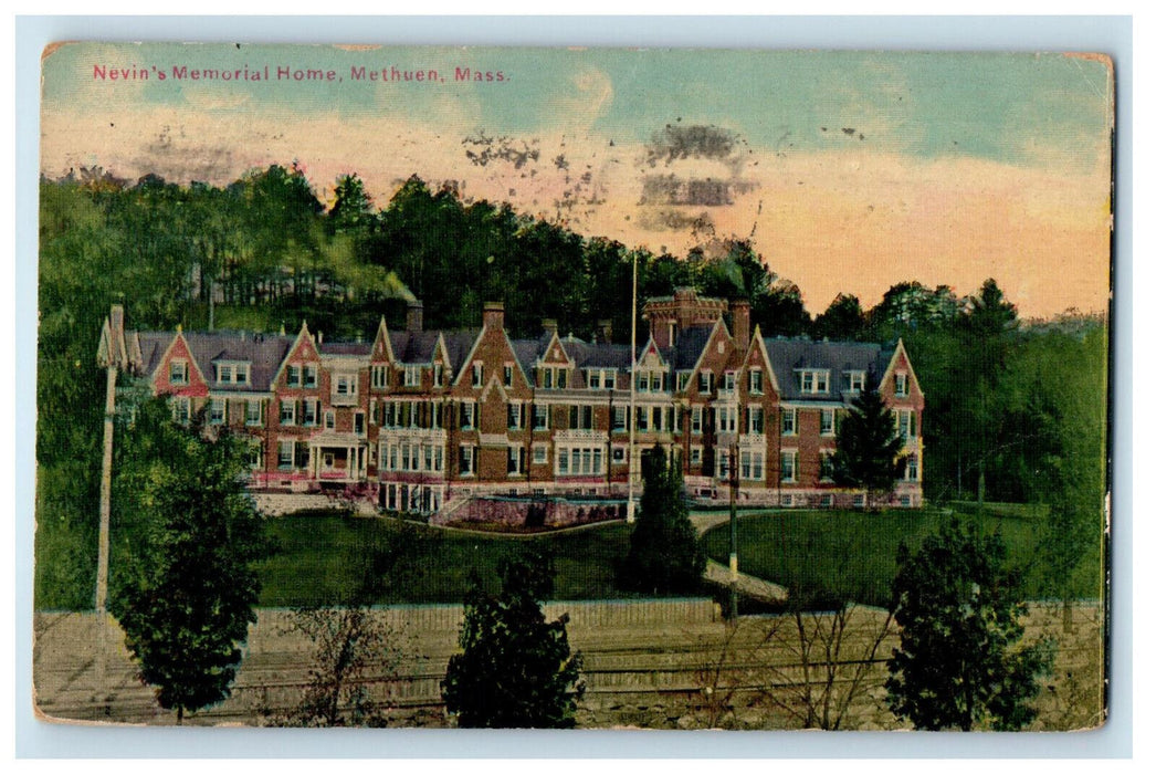 1911 Nevin's Memorial Home Methuen Massachusetts MA Posted Antique Postcard