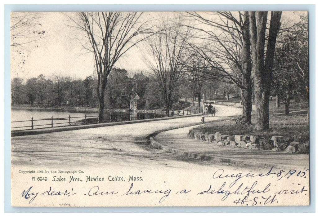 1905 Lake Avenue Newton Centre Massachusetts MA Posted Antique Postcard