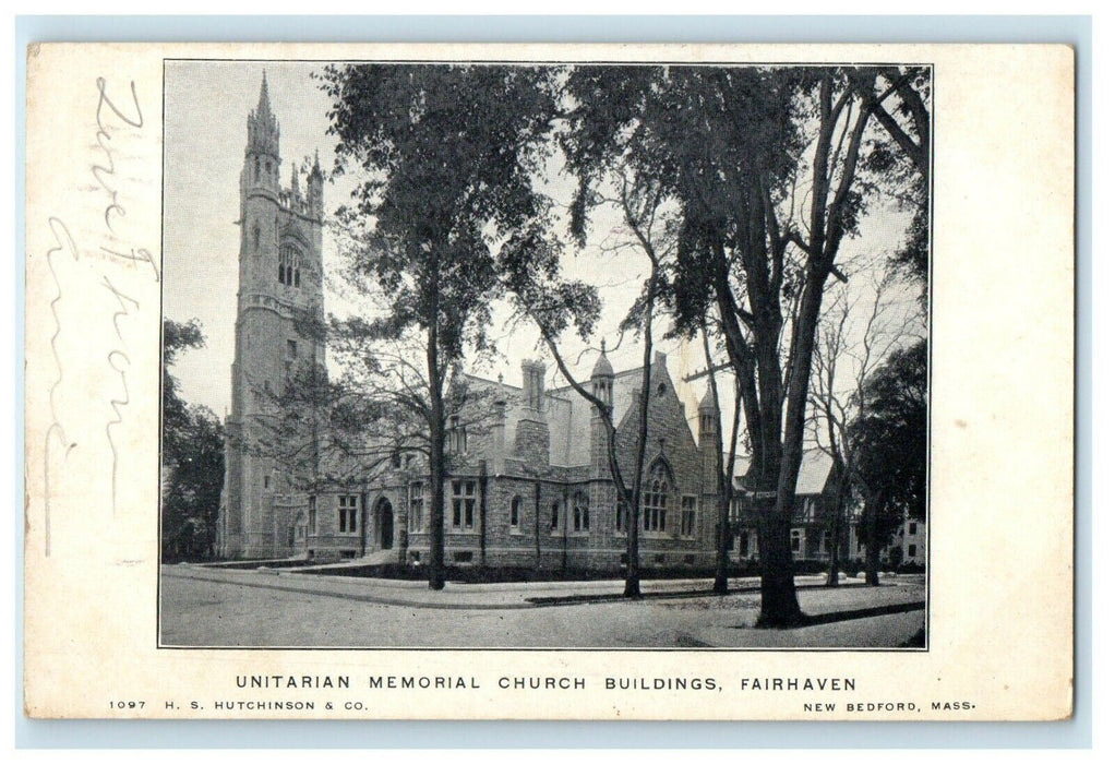 1907 Unitarian Memorial Church Buildings Fairhaven New Bedford MA Postcard