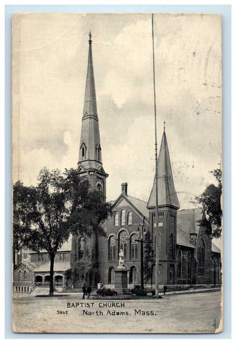 1908 Baptist Church North Adams Massachusetts MA Posted Postcard