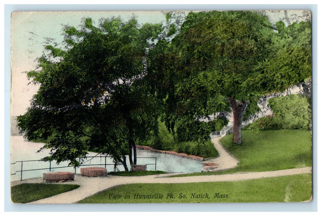 1908 View in Hunniville Pk. South Natick Massachusetts MA Posted Postcard