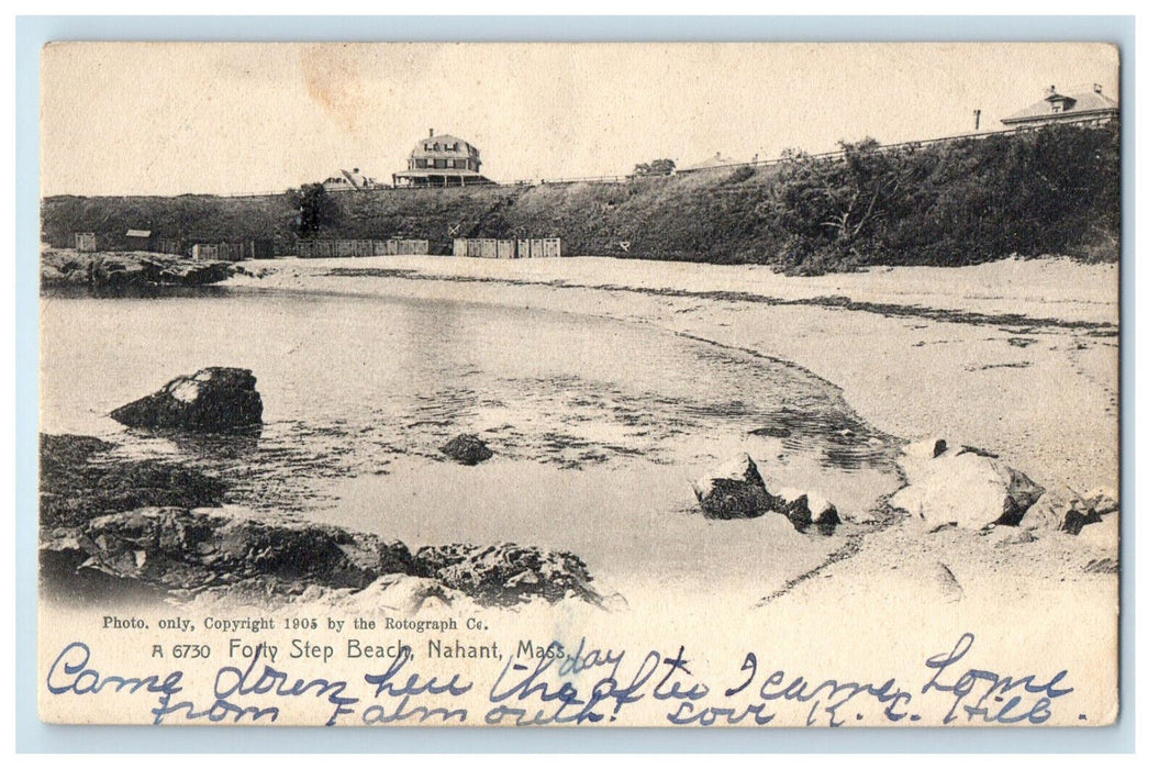 1908 Forty Step Beach, Nahant Massachusetts MA Posted Antique Postcard