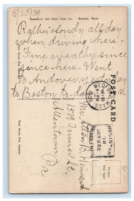 1939 Miner and Paige Halls Main Entrance Tufts College Medford MA Postcard