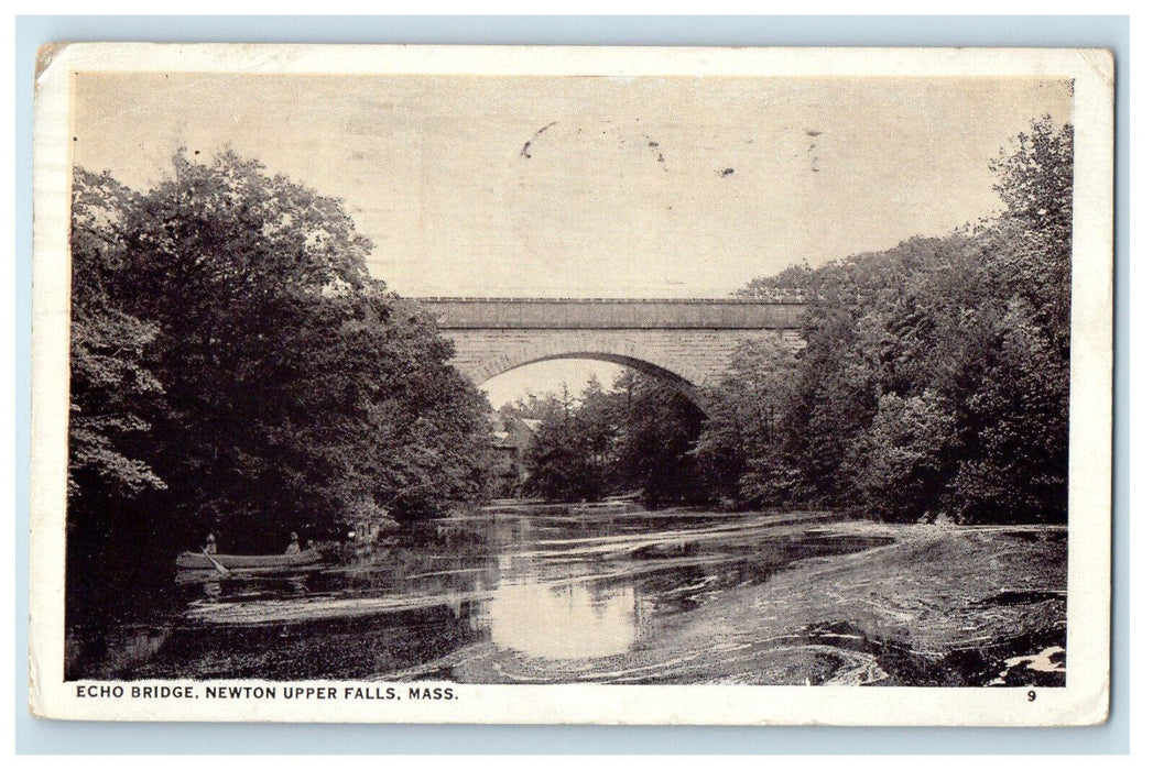 1936 Echo Bridge Newton Upper Falls Massachusetts MA Vintage Postcard