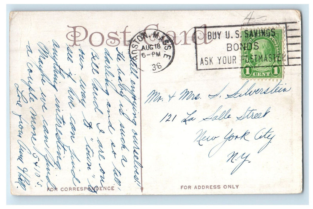 1936 Echo Bridge Newton Upper Falls Massachusetts MA Vintage Postcard