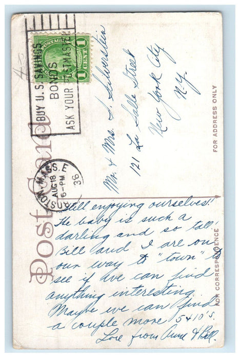 1936 Echo Bridge Newton Upper Falls Massachusetts MA Vintage Postcard