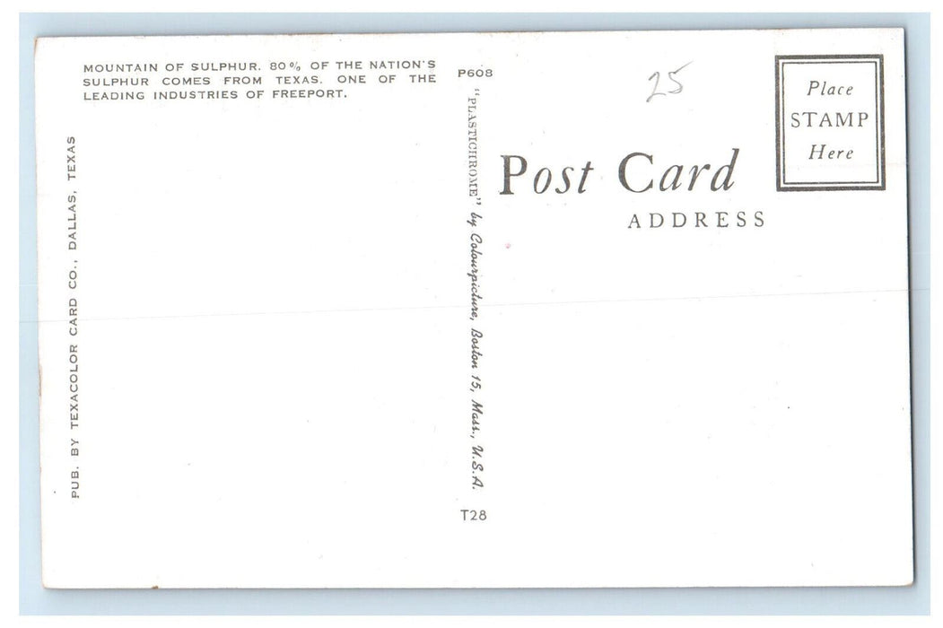 c1960s Mountain of Sulphur, A Leading Industry of Freeport Texas TX Postcard