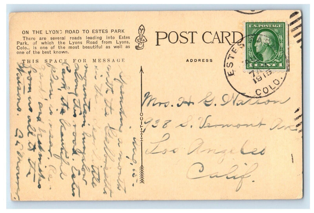 1915 Scene Car On The Lyons Road To Estes Park Colorado CO Antique Postcard