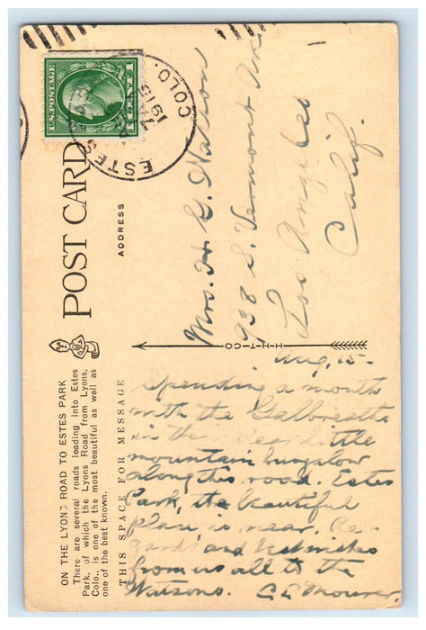 1915 Scene Car On The Lyons Road To Estes Park Colorado CO Antique Postcard