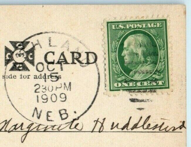 New Burlington Depot Ashland Nebraska 1909 Train Station Antique Postcard