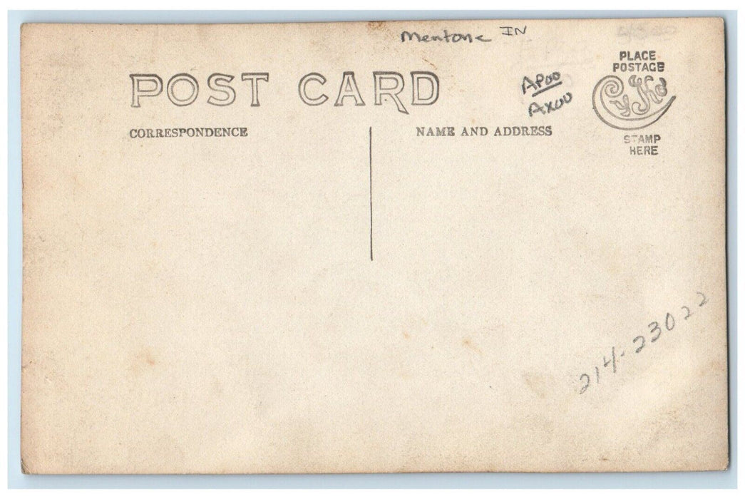 1911 Basketball Team Players High School Mentone Pennant IN RPPC Photo Postcard