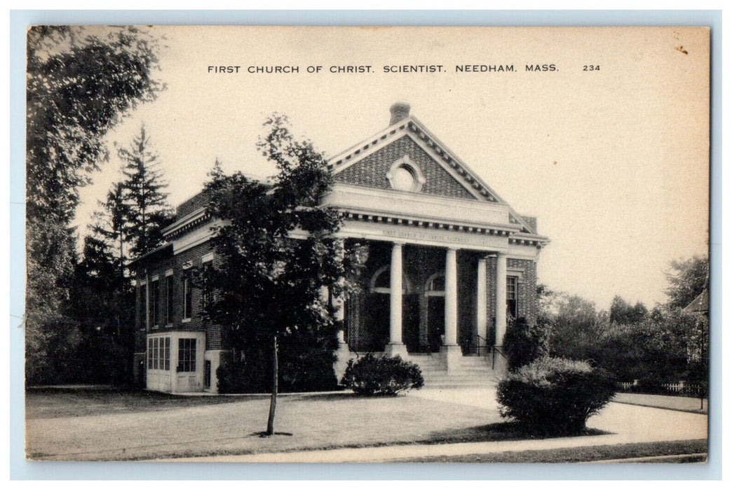 c1910 First Church of Christ, Needham Massachusetts MA Vintage Postcard
