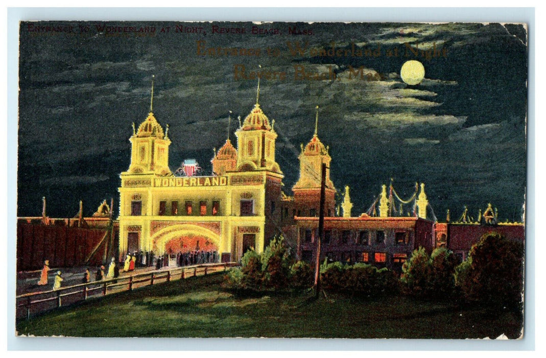 1907 Moonlight in Wonderland Revere Station Boston, Massachusetts MA Postcard
