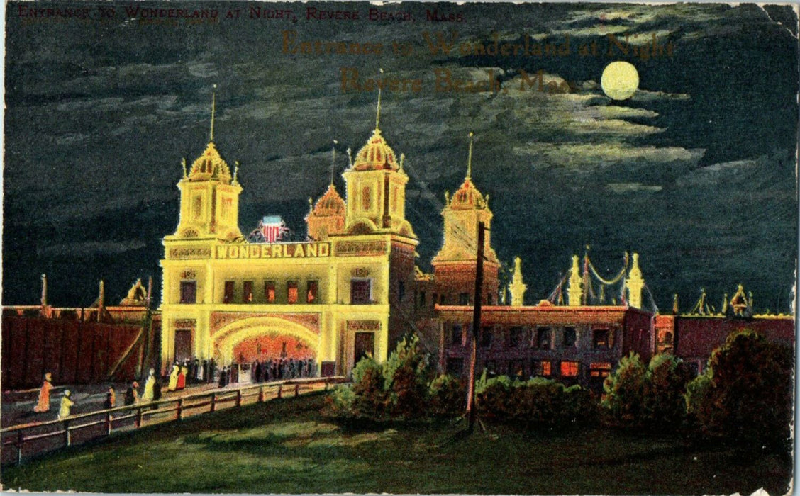 1907 Moonlight in Wonderland Revere Station Boston, Massachusetts MA Postcard