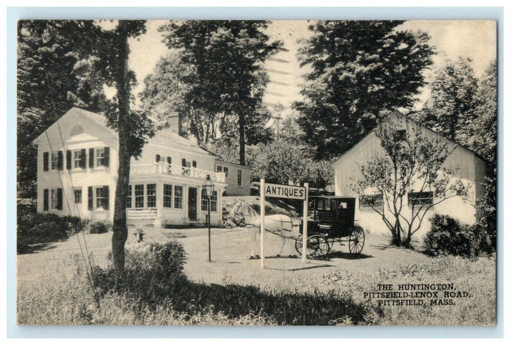 1941 The Huntington Lenox Road Antique Shop Pittsfield MA Advertising Postcard