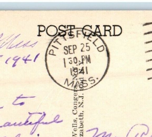 1941 The Huntington Lenox Road Antique Shop Pittsfield MA Advertising Postcard