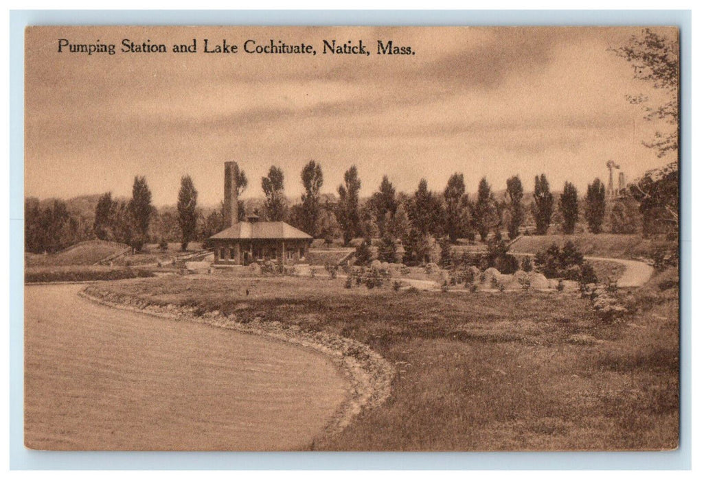 c1910 Pumping Station & Lake Cochituate Natick Massachusetts MA Postcard