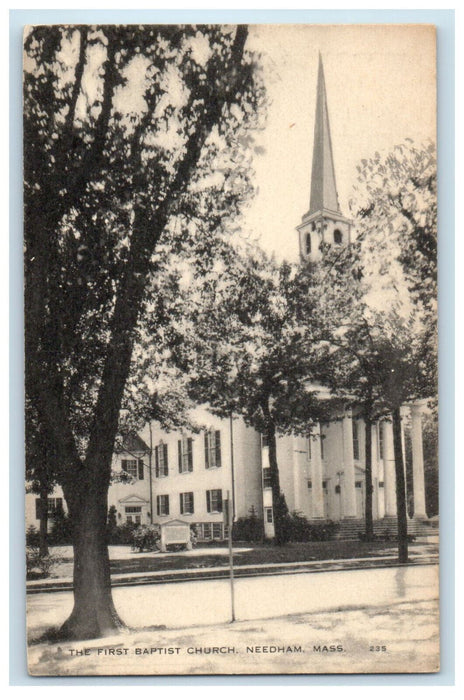 c1940s The First Baptist Church Needham, Massachusetts MA Vintage Postcard