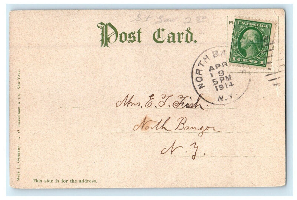 1914 Public Library Soldiers Monument Park Ogdensburg New York NY Postcard