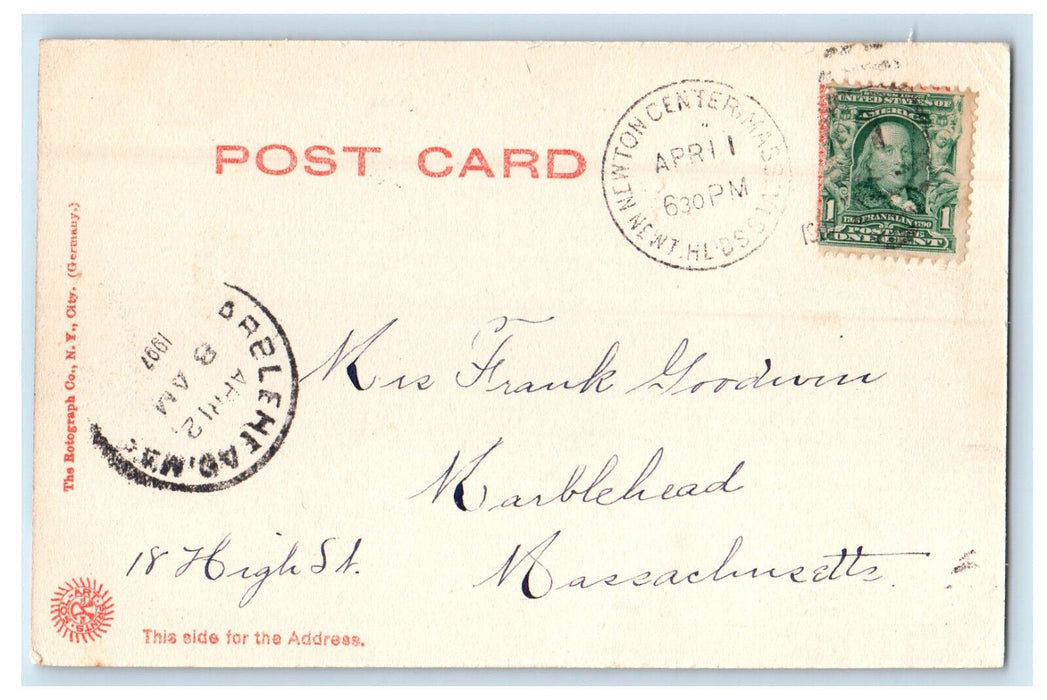 1907 Crystal Lake Newton Centre Massachusetts MA Posted Antique Postcard