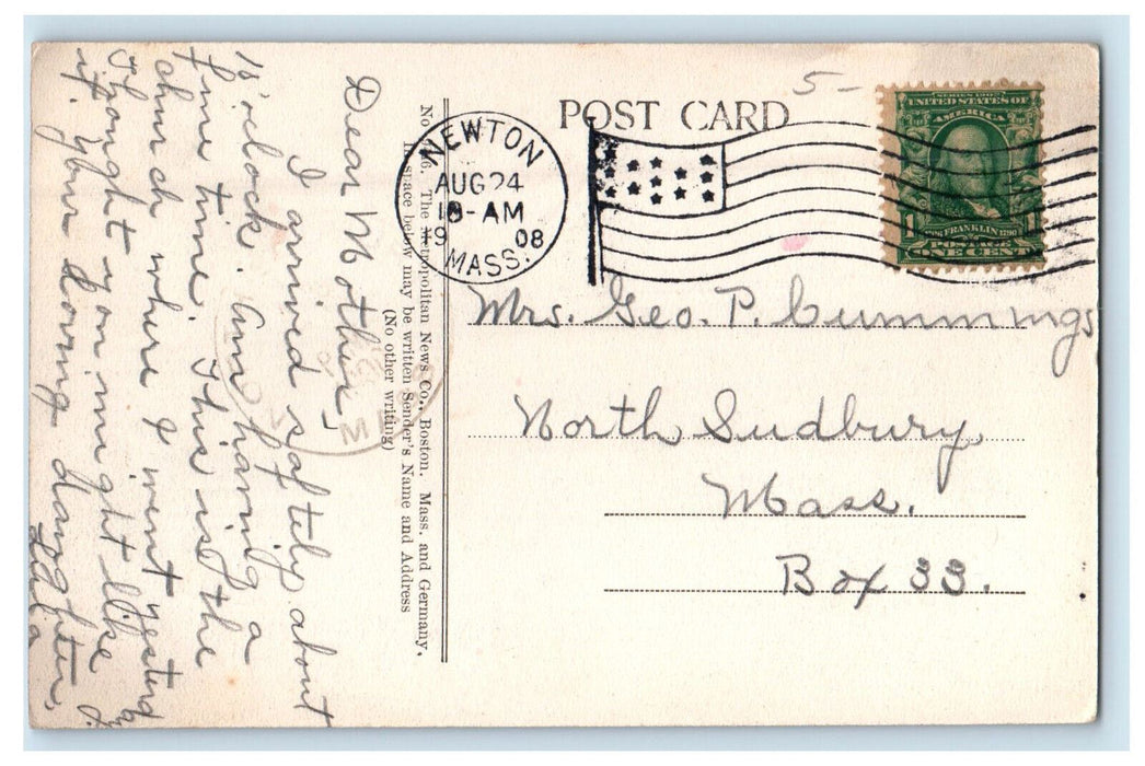 1908 Eliot Cong. Church Newton Massachusetts MA Posted Antique Postcard