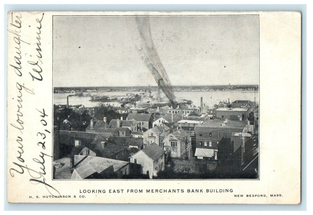 1904 Looking East From Merchants Bank Building New Bedford MA Antique Postcard