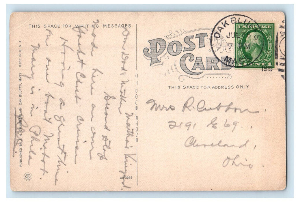 1915 Bathing Scene, Oak Bluffs Massachusetts MA Posted Antique Postcard
