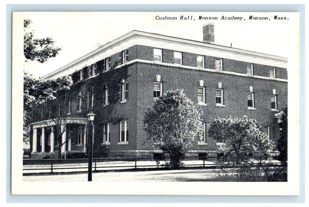 c1940s Cushman Hall, Monson Academy Monson Massachusetts MA Vintage Postcard