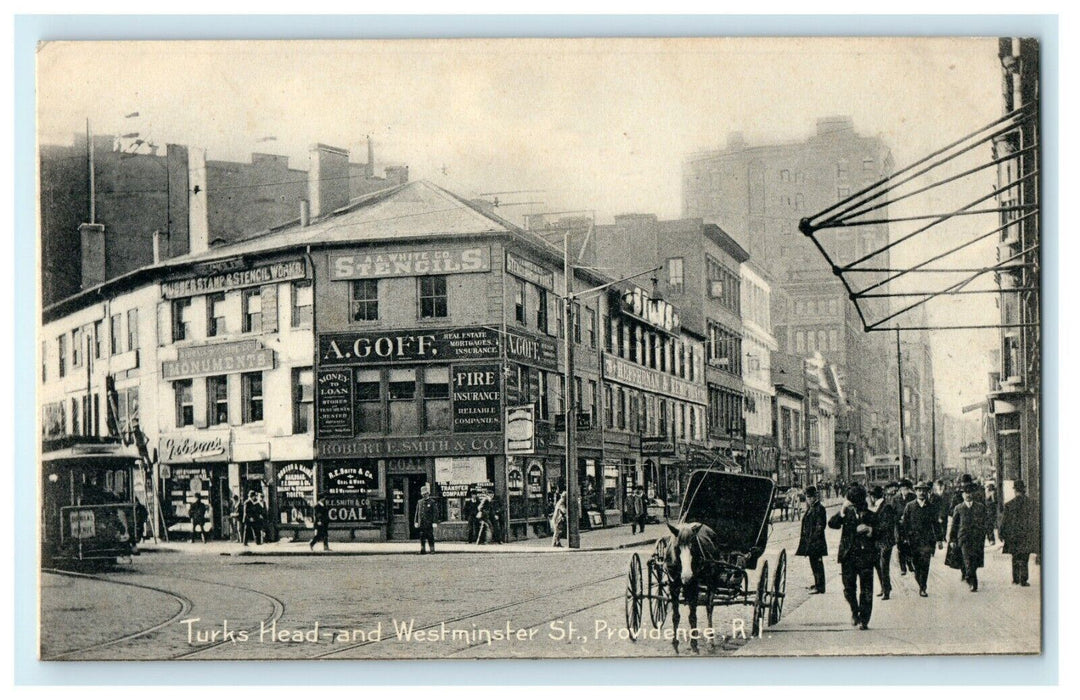 1908 Turks Head and Westminster Street, Providence Rhode Island RI Postcard