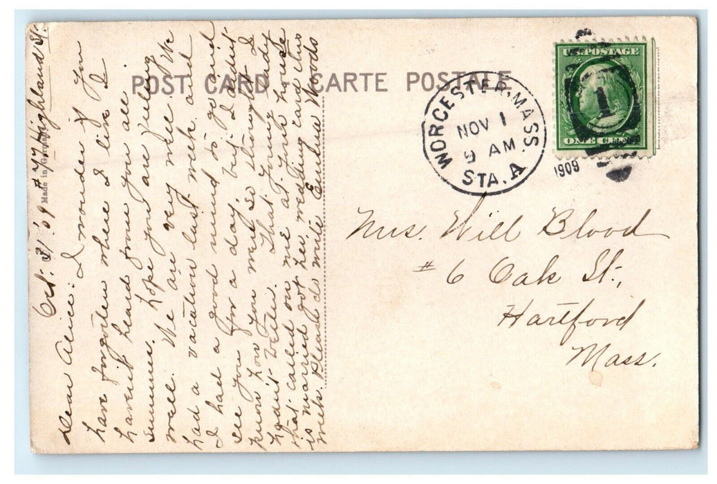 1909 The State Normal School Street Scene Worcester Massachusetts MA Postcard