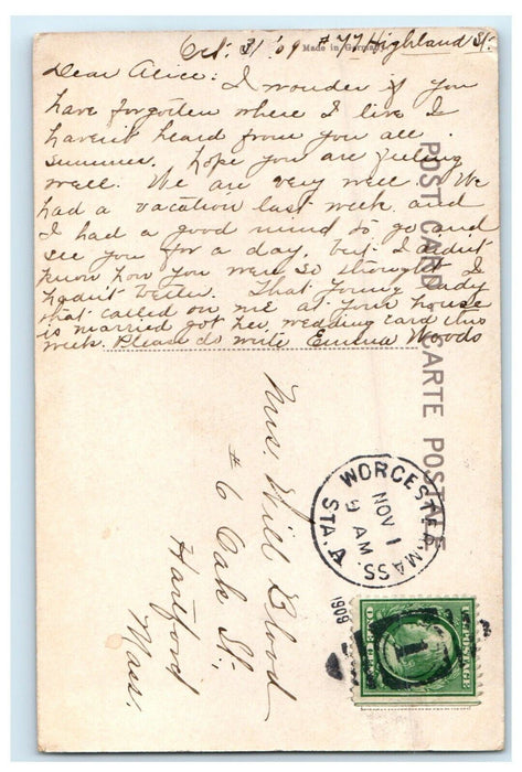 1909 The State Normal School Street Scene Worcester Massachusetts MA Postcard