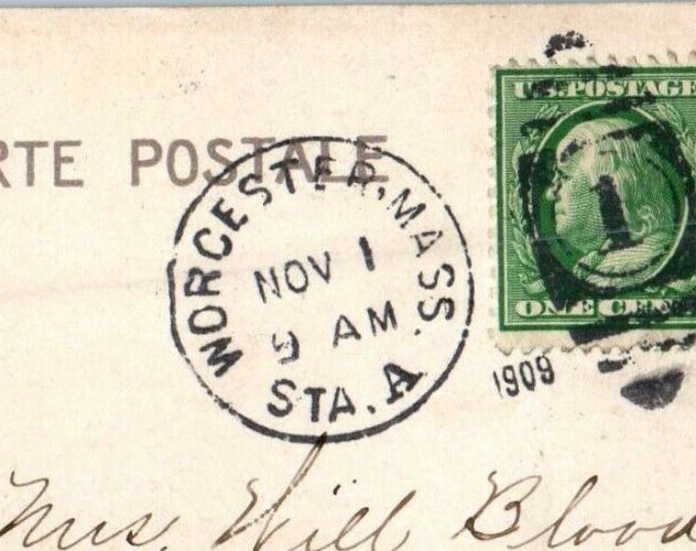 1909 The State Normal School Street Scene Worcester Massachusetts MA Postcard