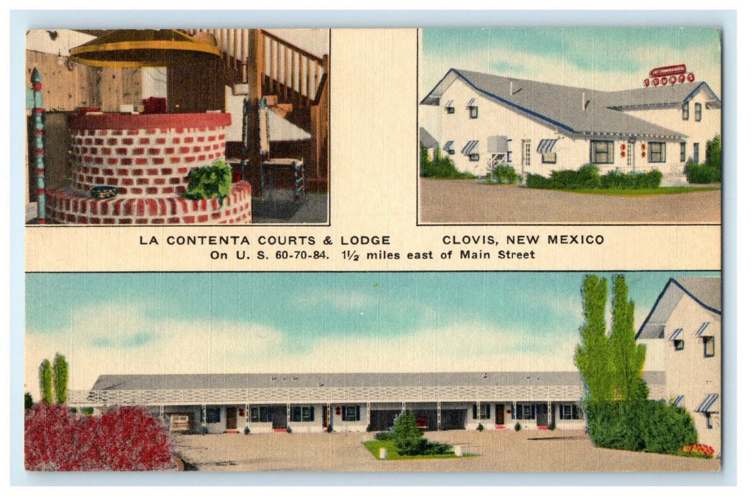 c1940's La Contenta Courts & Lodge Clovis New Mexico NM, Multiview Postcard