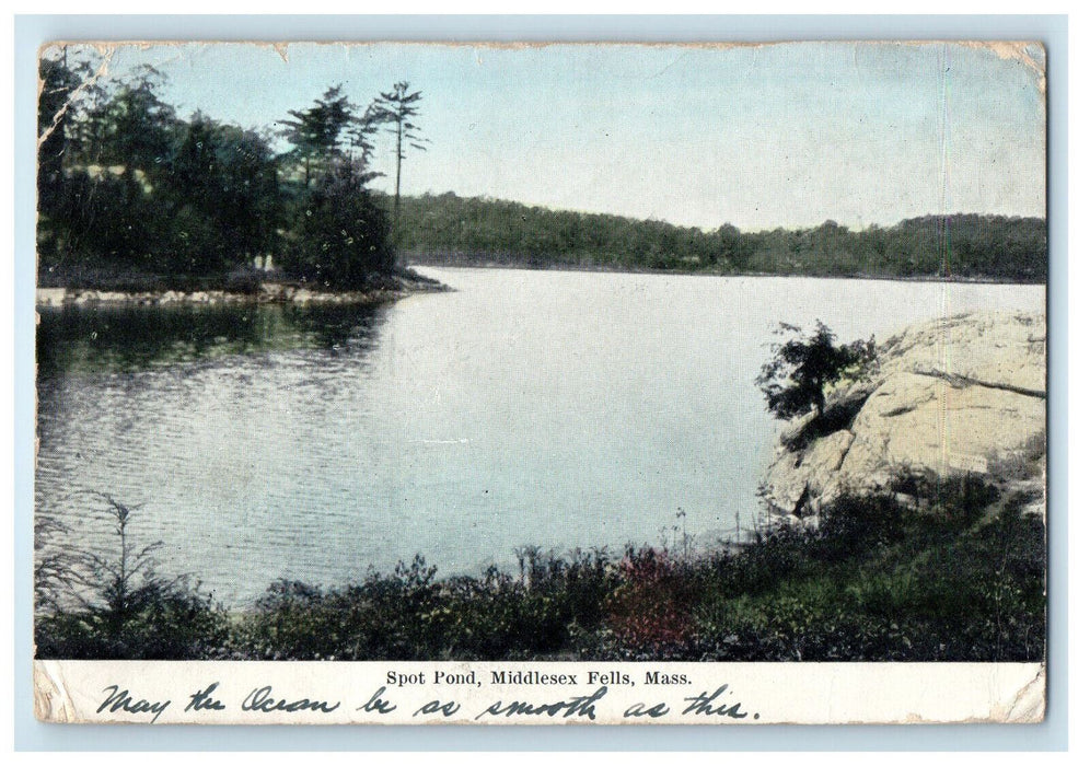 1911 Spot Pond Middlesex Fells Massachusetts MA Antique Posted Postcard