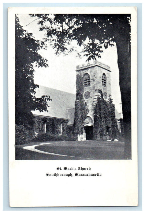 c1940s St. Marks Church Southborough Massachusetts MA Posted Postcard