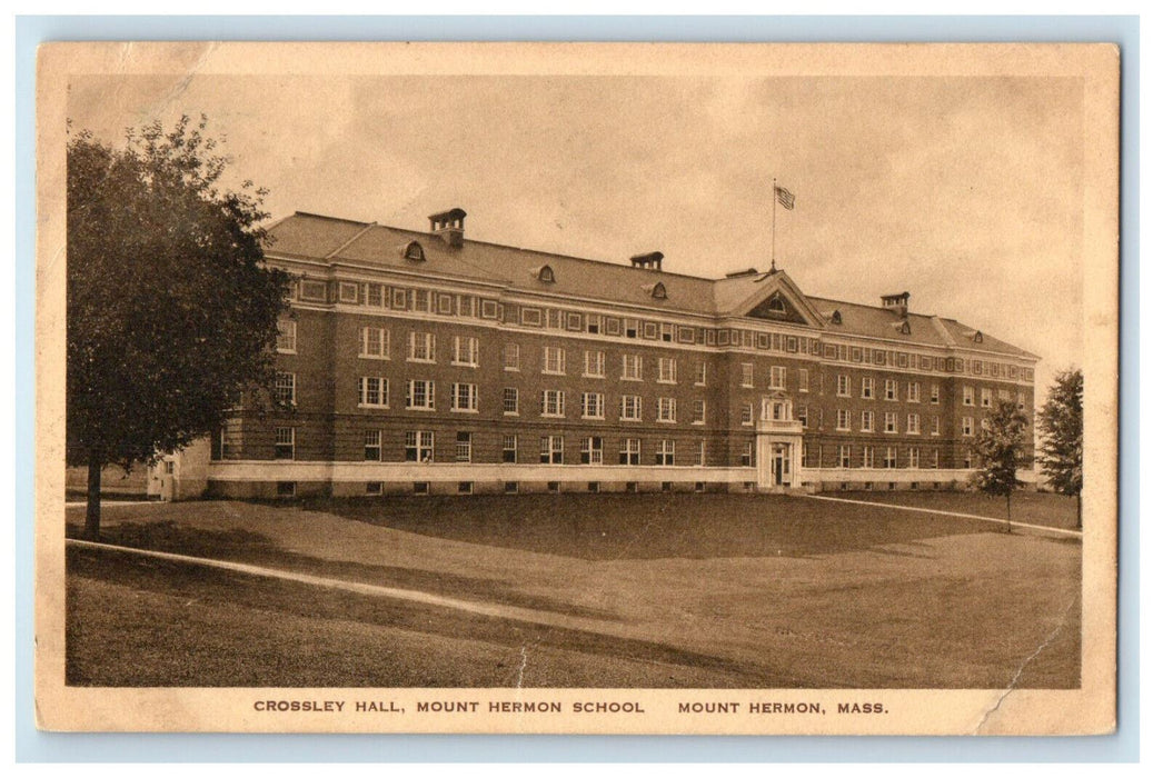 1934 Crossley Hall Mount Hermon School Massachusetts MA Posted Postcard