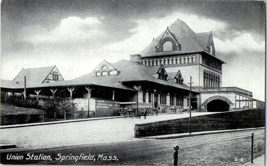 1913 Union Station, Springfield, Massachusetts MA Unposted Postcard