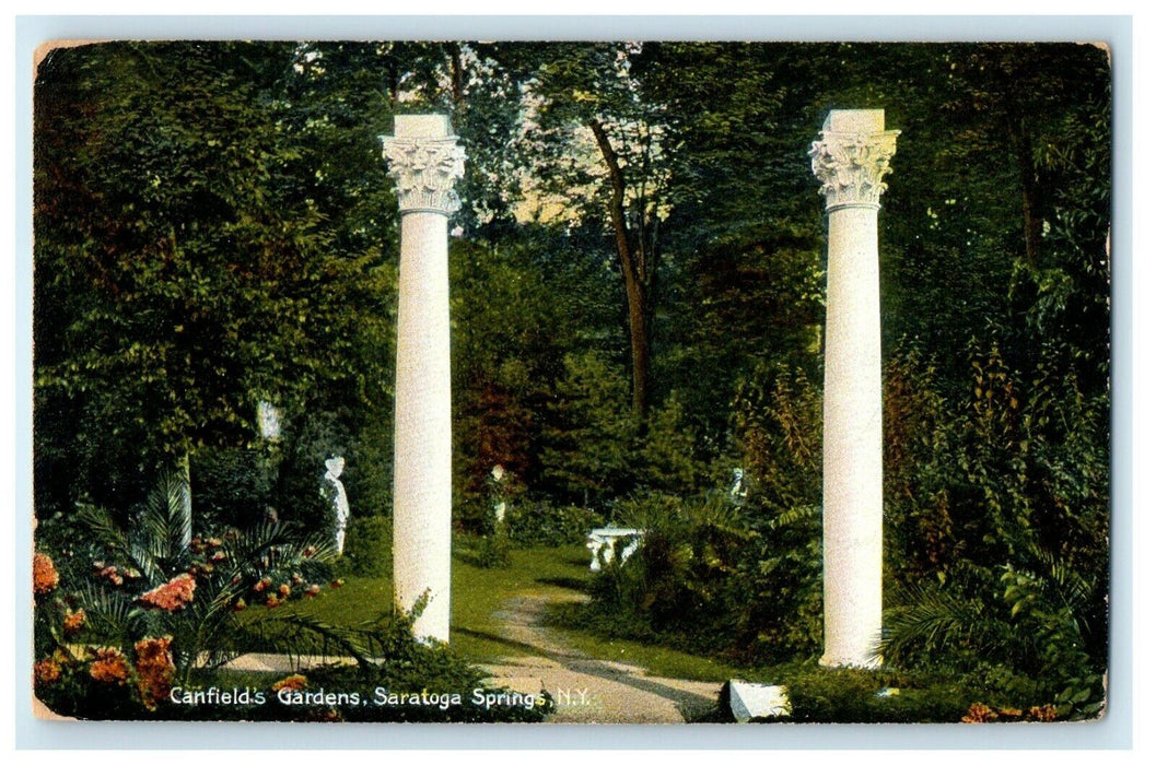 c1910 Canfield's Gardens Saratoga Springs New York NY Posted Antique Postcard