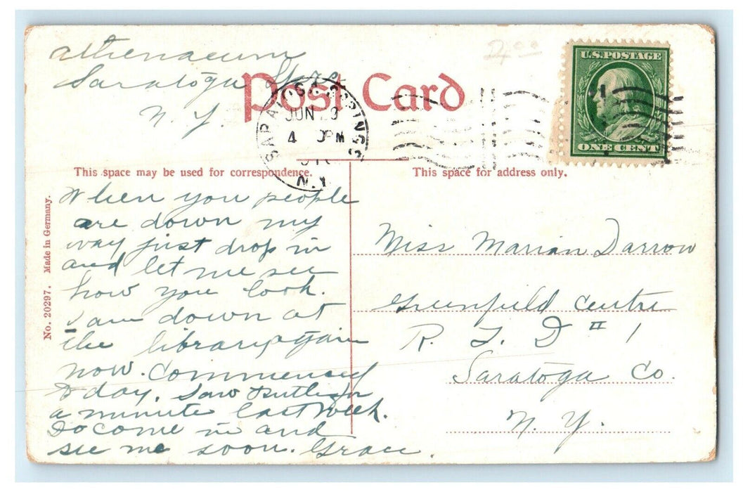 c1910 Canfield's Gardens Saratoga Springs New York NY Posted Antique Postcard
