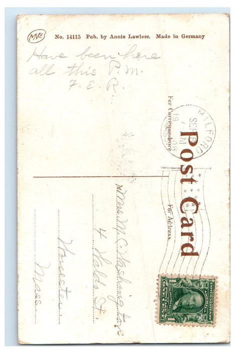 1908 Moonlight on Lake Nipmuc Mendon Massachusetts MA Antique Postcard
