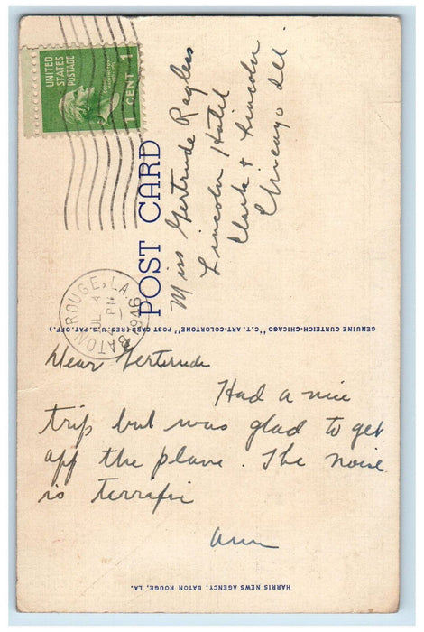 1946 Music and Fine Arts Building, State University, Baton Rouge LA Postcard