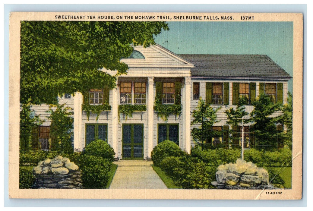 1939 Sweetheart Tea House On Mohawk Trail Shellburne Falls MA Postcard